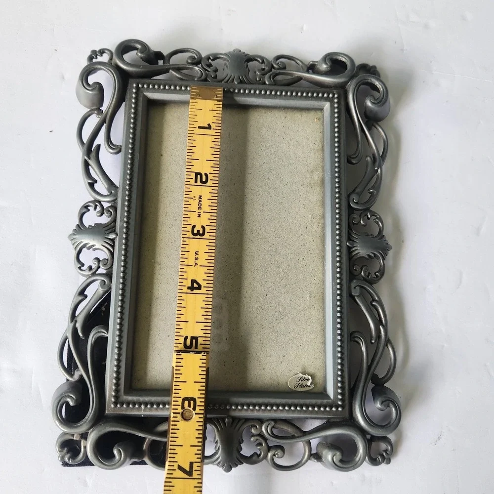 Vintage Silver Plated Ornate Scroll 4x6 Photo Frame Victorian Style Tabletop